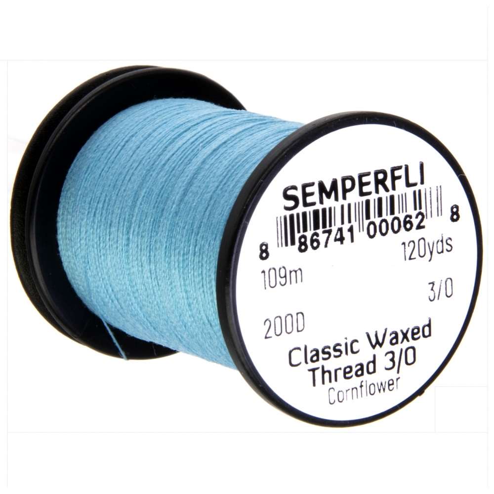 Semperfli Classic Waxed Thread 3/0 120 Yards Cornflower Fly Tying Threads (Product Length 120 Yds / 109m)